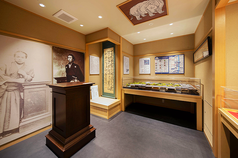 The exhibition room displays materials related to Shojiro Goto