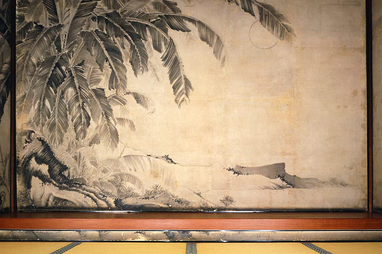 Sliding panel paintings depicting plants