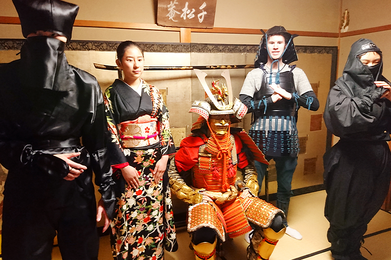 Distinguished foreign disciple participating in a sample of Japanese cultural heritage