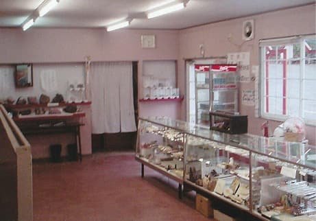 鉱石資料が並ぶ館内