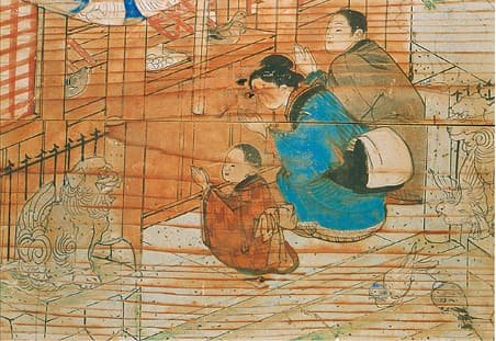 人物や動物が描かれた絵馬